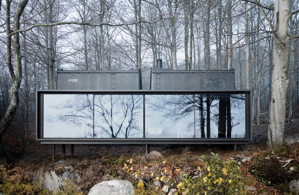модульный дом в лесу